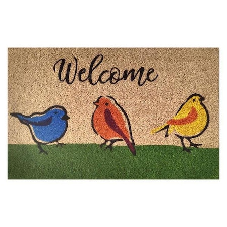 Terreno 30 x 18 in. Welcome Birds Coir Door Mat, Multi Color TE3315727